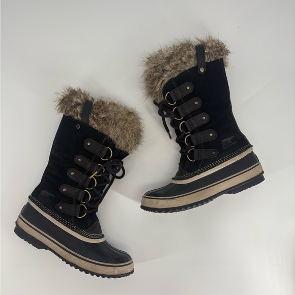 Women's Black Fur-Lined Winter Boots - Picture 2 of 8